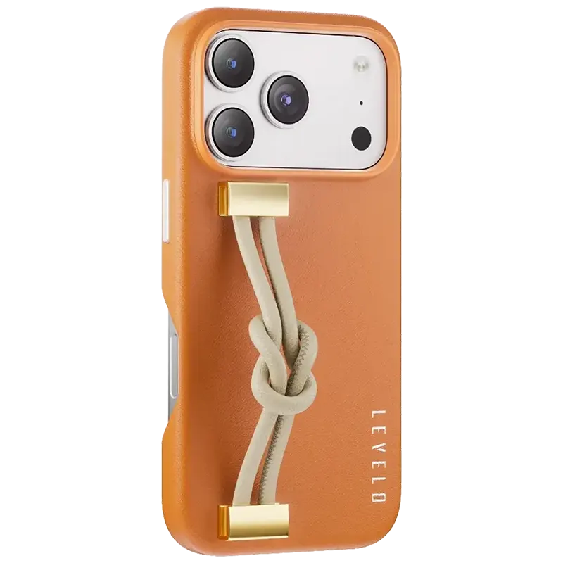 Levelo Polaris PU Leather Case For iPhone 17 Pro Orange Mascom International.webp